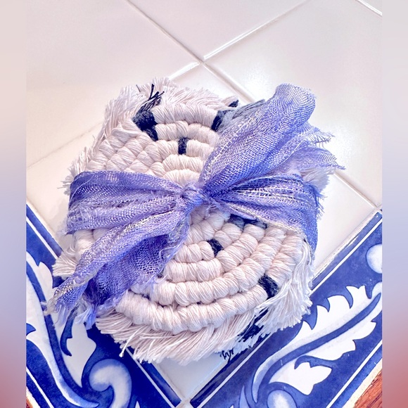 NEW [5pc] @soul_embellish Handwoven Macramé Coasters Furniture Savers Home Decor - Picture 1 of 16